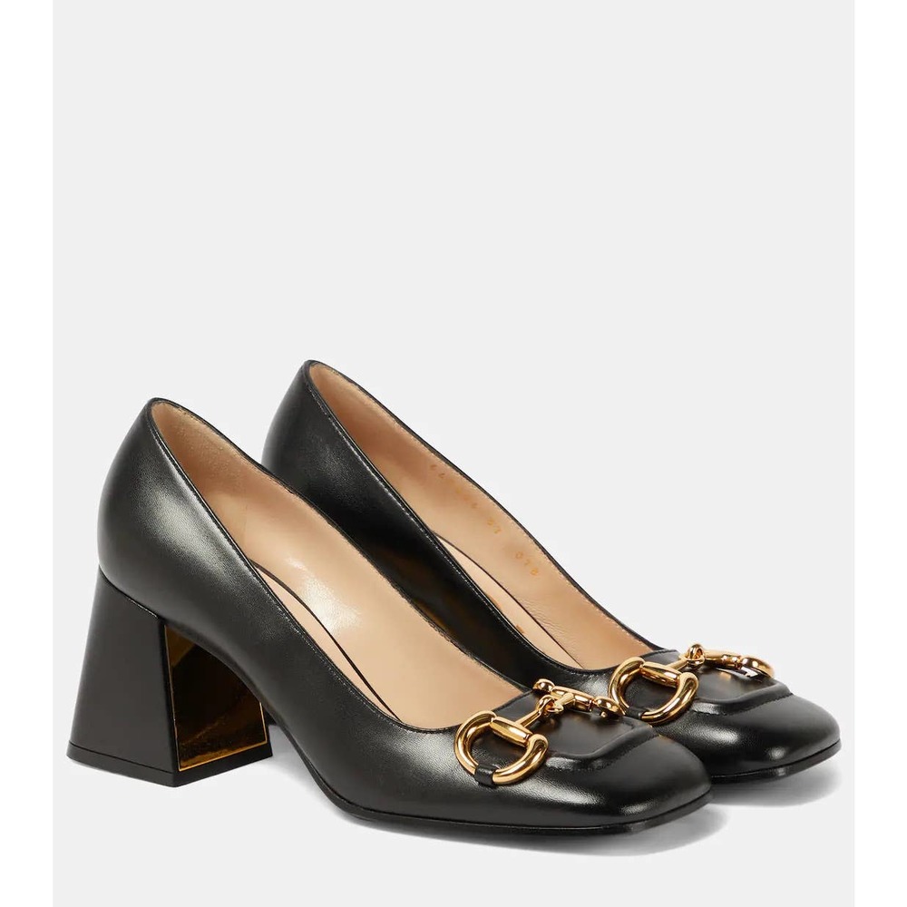 NEW Gucci Mid Heel Black Pumps Heels with Horsebit size 38 - Picture 1 of 7